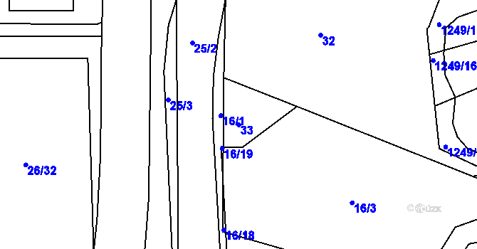 Parcela st. 33 v KÚ Liboc, Katastrální mapa
