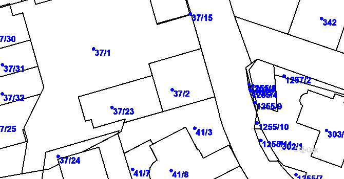 Parcela st. 37/2 v KÚ Liboc, Katastrální mapa