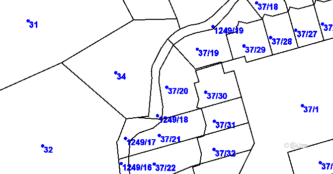 Parcela st. 37/20 v KÚ Liboc, Katastrální mapa