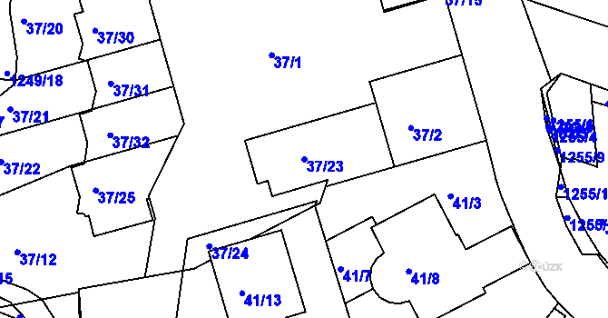 Parcela st. 37/23 v KÚ Liboc, Katastrální mapa