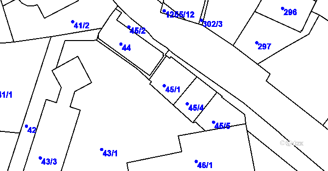 Parcela st. 45/1 v KÚ Liboc, Katastrální mapa