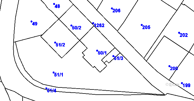 Parcela st. 50/1 v KÚ Liboc, Katastrální mapa