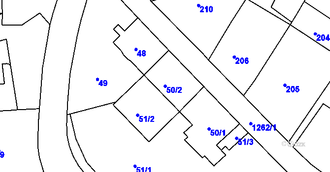 Parcela st. 50/2 v KÚ Liboc, Katastrální mapa