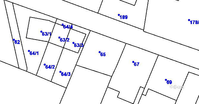 Parcela st. 65 v KÚ Liboc, Katastrální mapa