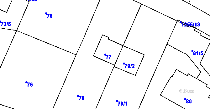 Parcela st. 77 v KÚ Liboc, Katastrální mapa