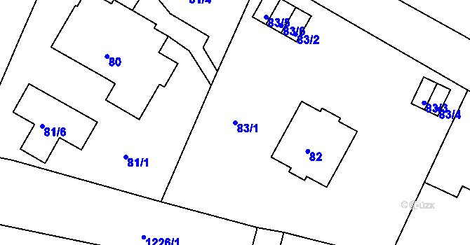 Parcela st. 83/1 v KÚ Liboc, Katastrální mapa