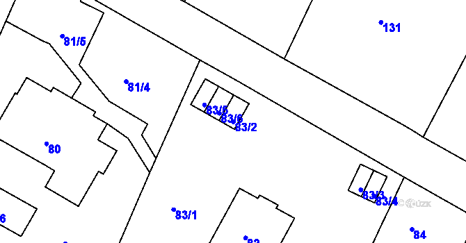 Parcela st. 83/2 v KÚ Liboc, Katastrální mapa