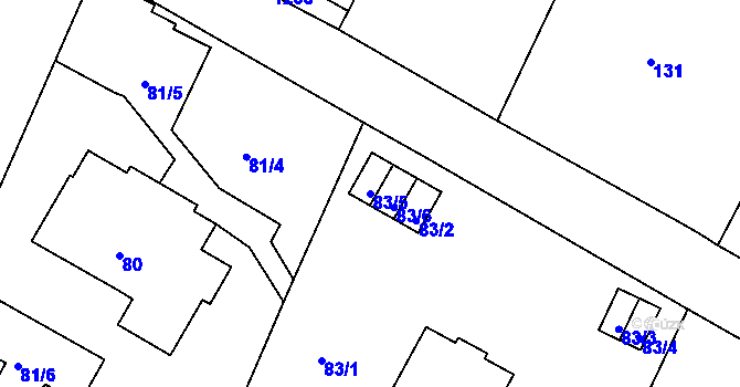 Parcela st. 83/5 v KÚ Liboc, Katastrální mapa