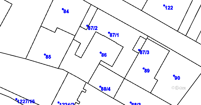 Parcela st. 86 v KÚ Liboc, Katastrální mapa