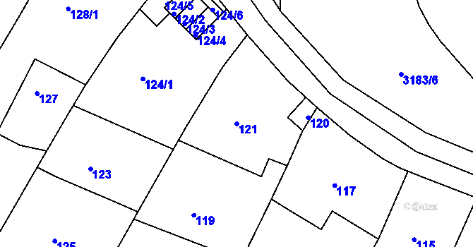 Parcela st. 121 v KÚ Liboc, Katastrální mapa