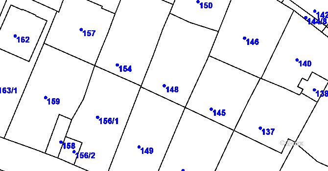 Parcela st. 148 v KÚ Liboc, Katastrální mapa