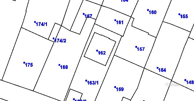 Parcela st. 162 v KÚ Liboc, Katastrální mapa