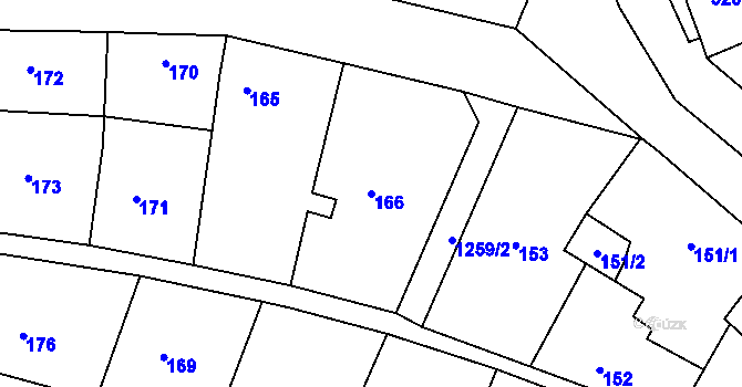 Parcela st. 166 v KÚ Liboc, Katastrální mapa