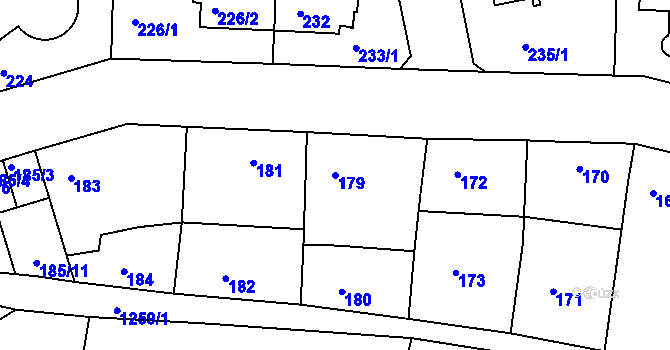 Parcela st. 179 v KÚ Liboc, Katastrální mapa