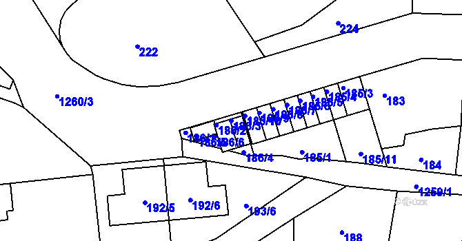 Parcela st. 186/3 v KÚ Liboc, Katastrální mapa