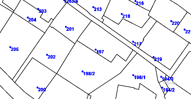 Parcela st. 197 v KÚ Liboc, Katastrální mapa