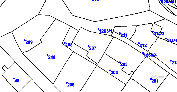 Parcela st. 207 v KÚ Liboc, Katastrální mapa