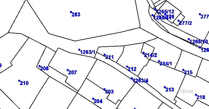 Parcela st. 211 v KÚ Liboc, Katastrální mapa