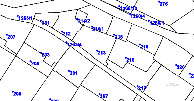 Parcela st. 213 v KÚ Liboc, Katastrální mapa