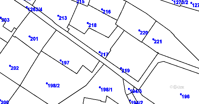 Parcela st. 217 v KÚ Liboc, Katastrální mapa