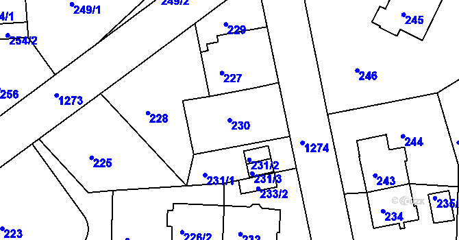 Parcela st. 230 v KÚ Liboc, Katastrální mapa