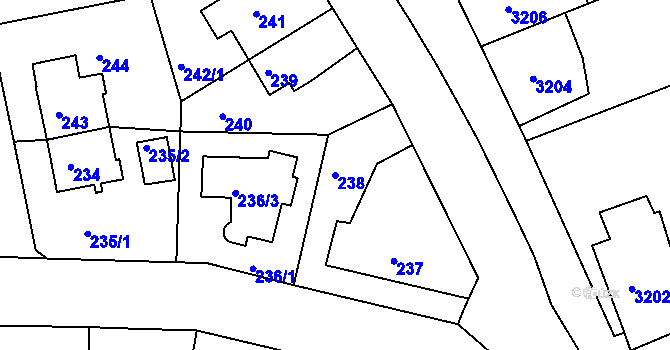 Parcela st. 238 v KÚ Liboc, Katastrální mapa