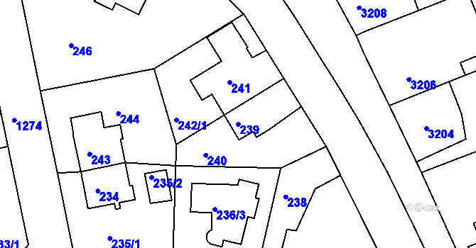 Parcela st. 239 v KÚ Liboc, Katastrální mapa