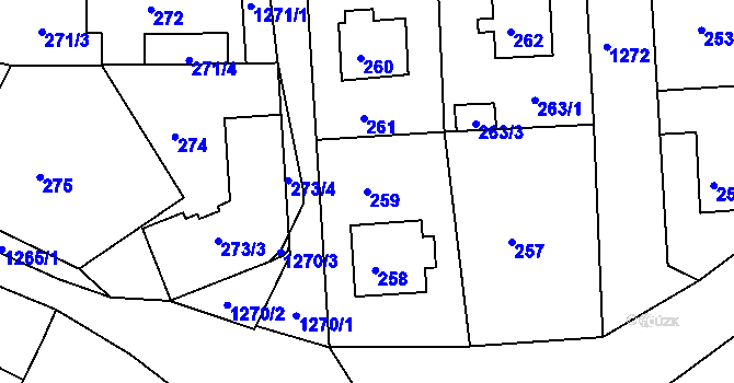 Parcela st. 259 v KÚ Liboc, Katastrální mapa