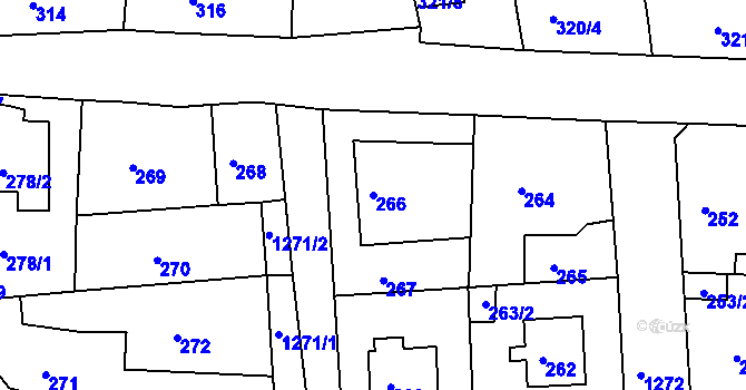 Parcela st. 266 v KÚ Liboc, Katastrální mapa