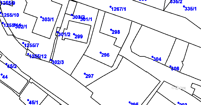 Parcela st. 296 v KÚ Liboc, Katastrální mapa