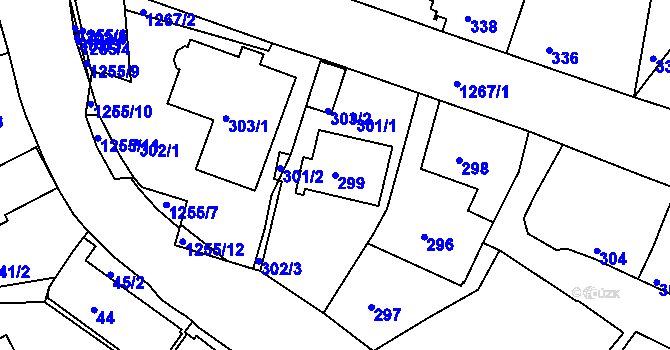 Parcela st. 299 v KÚ Liboc, Katastrální mapa