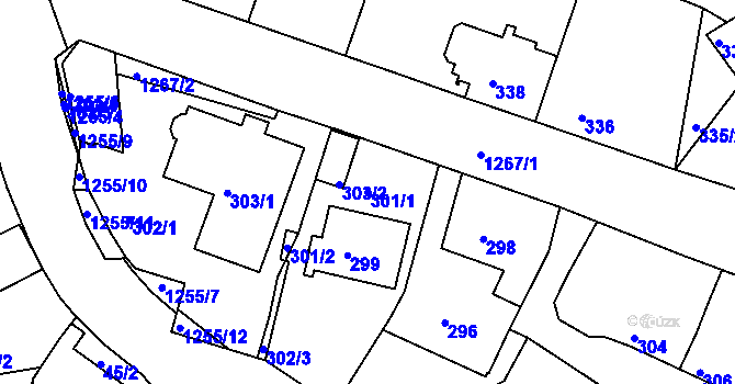 Parcela st. 301/1 v KÚ Liboc, Katastrální mapa