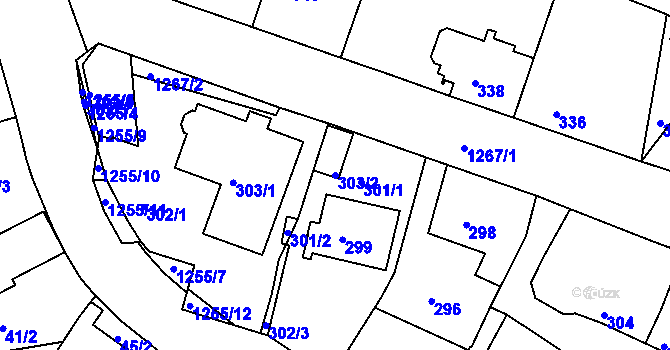 Parcela st. 303/2 v KÚ Liboc, Katastrální mapa
