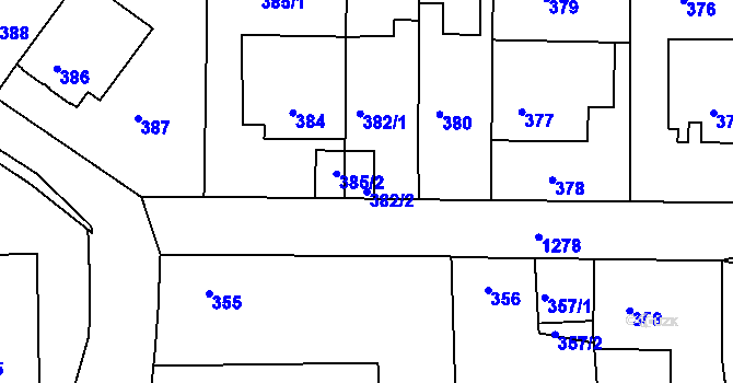 Parcela st. 382/2 v KÚ Liboc, Katastrální mapa