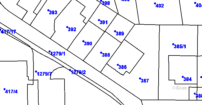 Parcela st. 388 v KÚ Liboc, Katastrální mapa