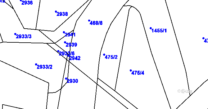 Parcela st. 475/2 v KÚ Liboc, Katastrální mapa