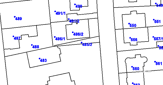 Parcela st. 485/2 v KÚ Liboc, Katastrální mapa