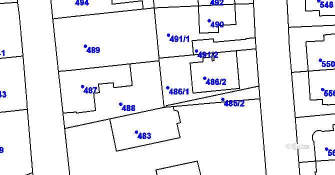 Parcela st. 486/1 v KÚ Liboc, Katastrální mapa