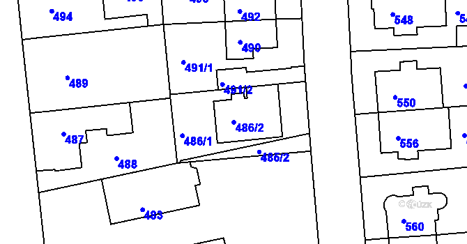 Parcela st. 486/2 v KÚ Liboc, Katastrální mapa