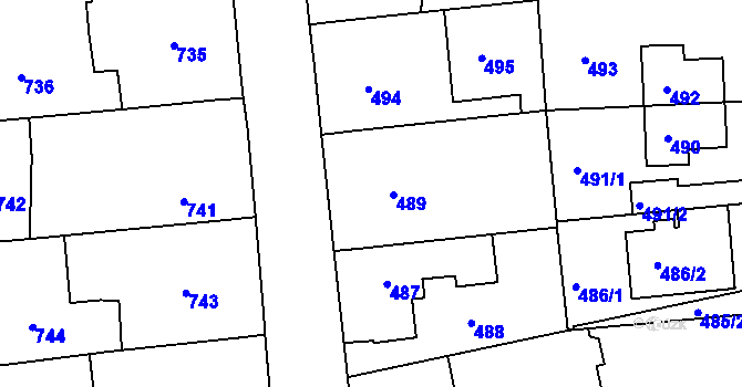 Parcela st. 489 v KÚ Liboc, Katastrální mapa
