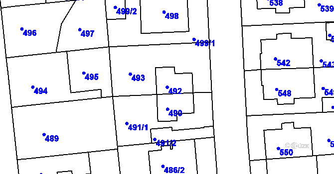 Parcela st. 492 v KÚ Liboc, Katastrální mapa