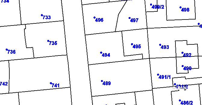 Parcela st. 494 v KÚ Liboc, Katastrální mapa