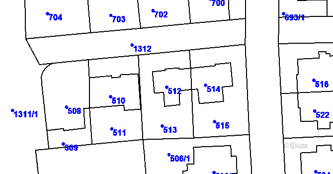 Parcela st. 512 v KÚ Liboc, Katastrální mapa