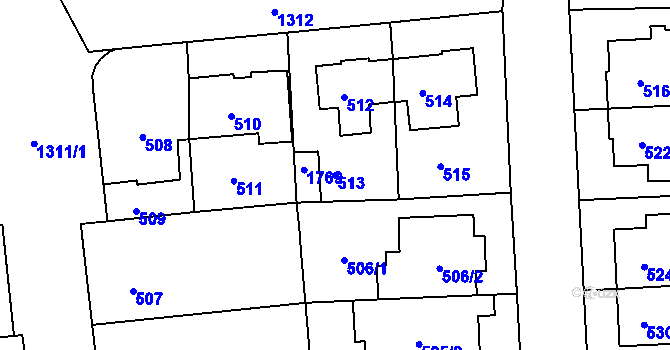 Parcela st. 513 v KÚ Liboc, Katastrální mapa