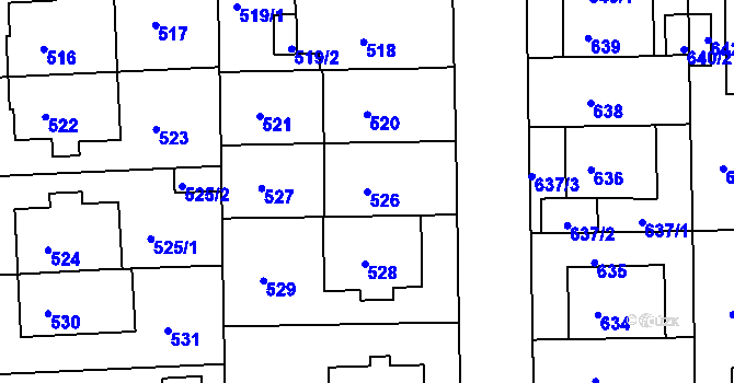 Parcela st. 526 v KÚ Liboc, Katastrální mapa
