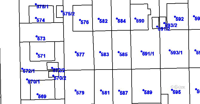 Parcela st. 583 v KÚ Liboc, Katastrální mapa
