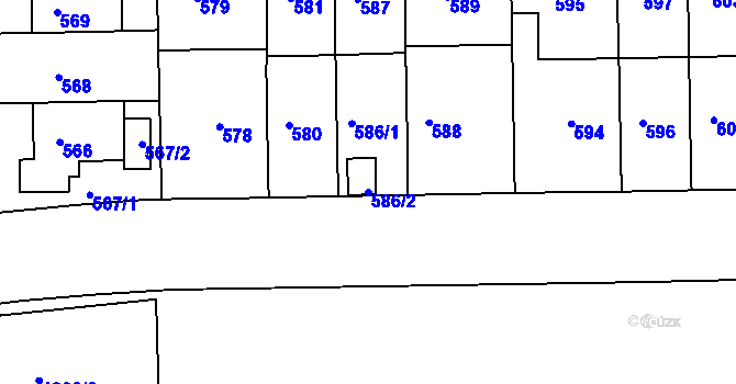 Parcela st. 586/2 v KÚ Liboc, Katastrální mapa