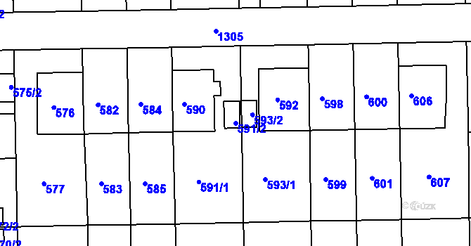 Parcela st. 591/2 v KÚ Liboc, Katastrální mapa