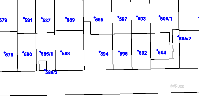 Parcela st. 594 v KÚ Liboc, Katastrální mapa