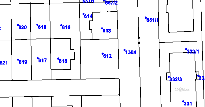 Parcela st. 612 v KÚ Liboc, Katastrální mapa